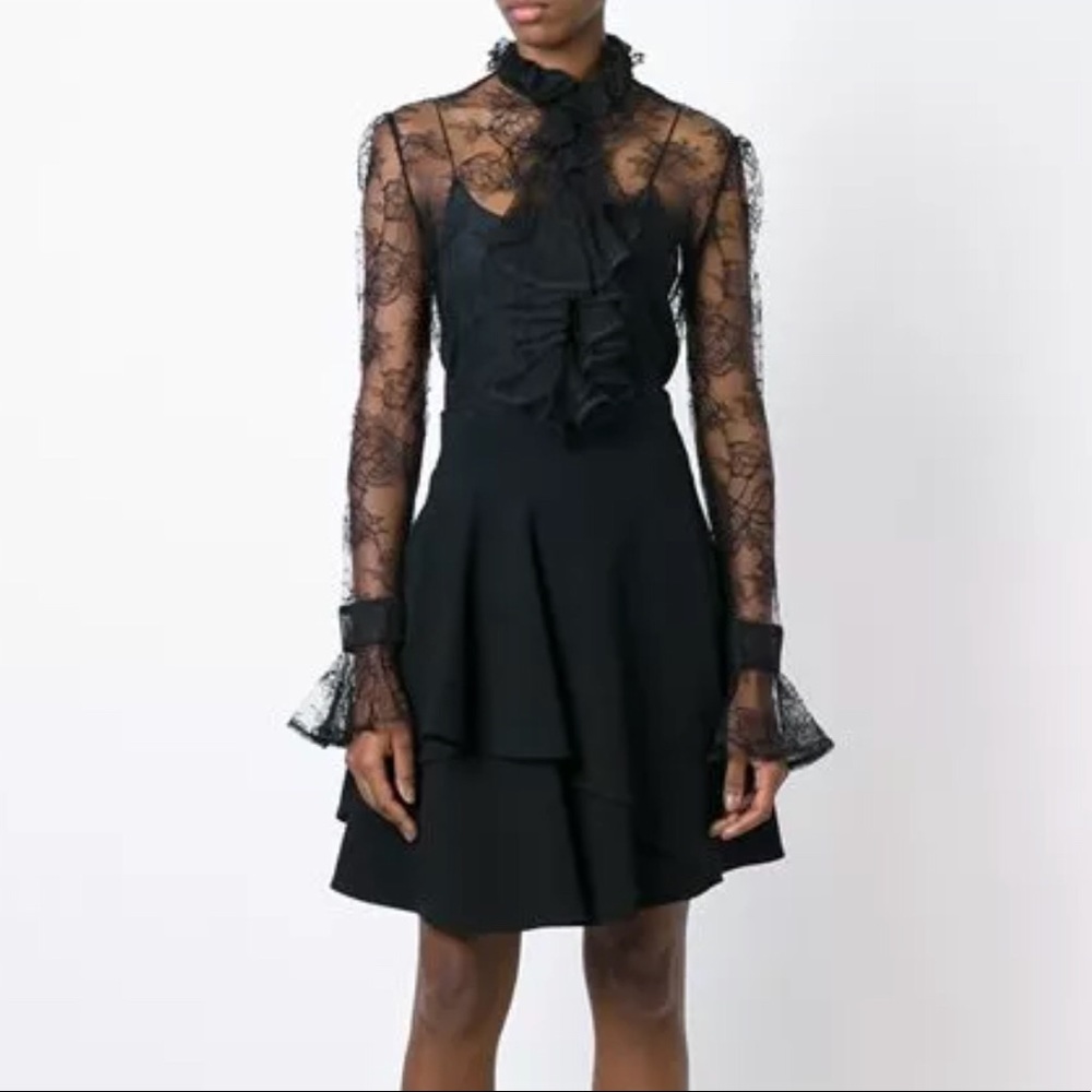 Alexander McQueen Chantilly Lace Ruffle Blouse - Picture 2 of 8